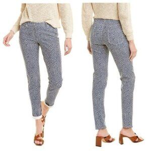 J. McLaughlin Lexi Blue White Printed Herringbone Jeans 6